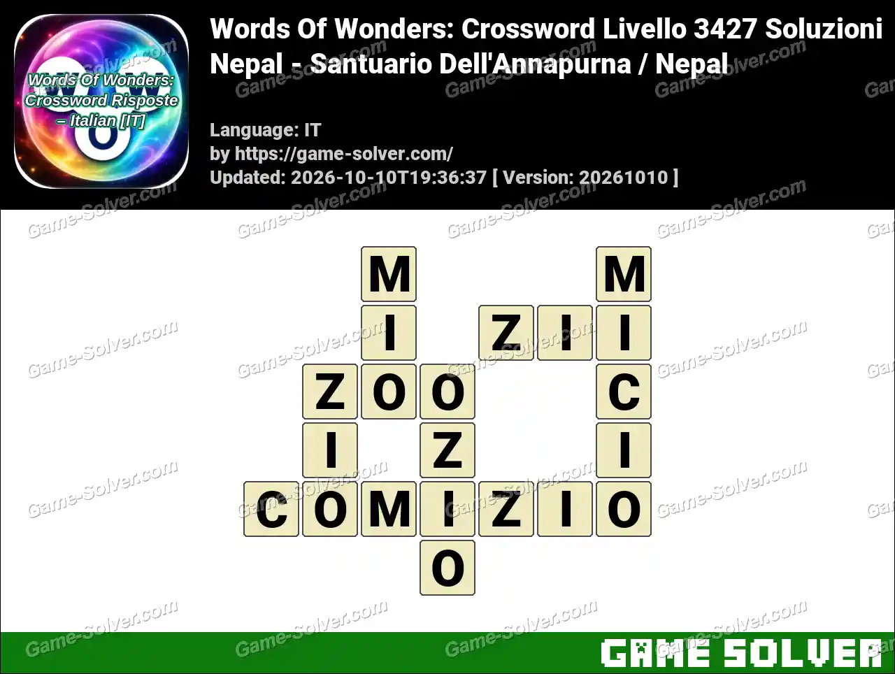 Words Of Wonders: Crossword Livello 3427 Soluzioni – Nepal – Santuario Dell’Annapurna / Nepal